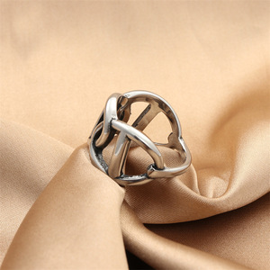 Men's <b>Silver</b> Letter <b>Ring</b> Geometric Retro Style Punk Jewelry Gift 280624 - Product Image 2