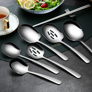ชุดช้อนสแตนเลสยาวสำหรับเสิร์ฟบุฟเฟ่ต์ สลัด ข้าว ช้อนครัวขนาดใหญ่ - Product Image 1