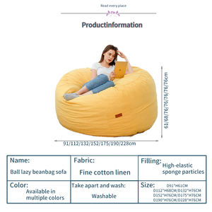 ISapromo cadeaux nouveau Design 5FT pouf housse de canapé confortable Fuax lin pouf pour enfants adulte 7ft pouf couverture - Product Image 6