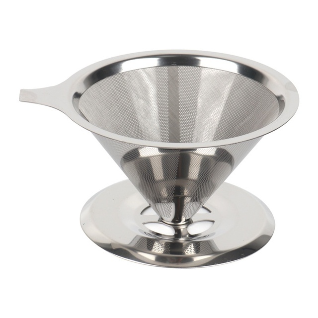 Double Layer 304 Stainless Steel Pour Over Coffee Dripper Paperless Reusable Food Grade Fine Mesh Coffee Maker Strainer