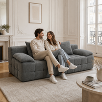 Zeitgenössisches Italienisches Tufted Dreisitzer-Sofa aus Anthrazit-Stoff, Vakuumverpackt, für Villa, Wohnzimmer, Hotel-Lounge