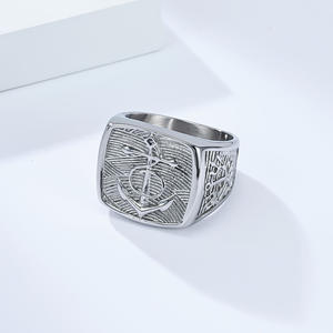Anchor Titanium Steel <b>Ring</b> Men's Geometric Shape Gold Color Gift Jewelry - Product Image 2