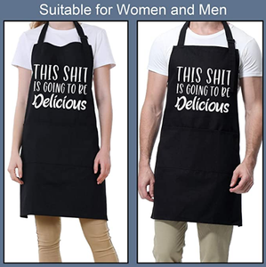 <strong>Funny</strong> Black Chef <strong>Aprons</strong> for <strong>Men</strong> Women with 3 Pockets Kitchen Cooking <strong>Apron</strong> Waterpoof <strong>Apron</strong> - Product Image 4