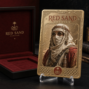 Carta da Collezione in Metallo Personalizzata Serie Caravan Sabbia Rossa con Rilievo 3D in Ottone Antico, Souvenir Regalo, Produzione OEM ODM - Product Image 1