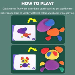 Ensemble de roches de tri en bois colorées jouet éducatif unisexe pierres d'équilibrage blocs empilables pour les enfants - Product Image 4