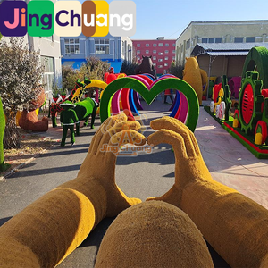 Escultura Artificial Verde del Año del Conejo, Modelado de Paisaje, Escultura de <span class=keywords><strong>Animales</strong></span> y Plantas, Tallado Verde, Escultura de Hierba Verde de Cinco Colores - Product Image 2