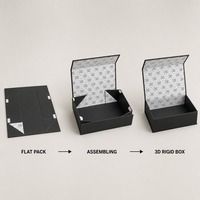 Boîte cadeau noire mate, impression personnalisée, fermeture magnétique rigide, pliable, doublure en feuille d'argent, monogramme, vente en gros, directement de l'usine