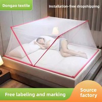 Moustiquaire pliable sans assemblage pour usage domestique ; Housse anti-moustiques portable avec couvercle rabattable ; Moustiquaire de lit pour dortoir étudiant en polyester