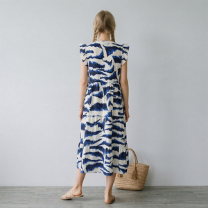 Abito Floreale da Donna in Stile Europeo e Americano con Maniche a Sbuffo, Ampio e Traspirante, Ideale per l'Uso Quotidiano - Product Image 3