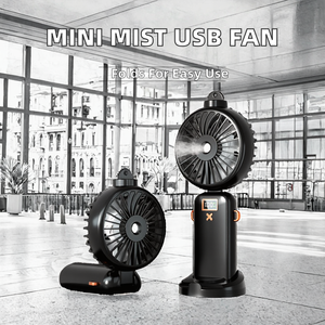 Ventilador de Mano Portátil con Rociador de Agua, Batería de 2500mAh, Plegable, Pantalla LCD, 5 Velocidades, Control por Aplicación, Recargable por USB, Inalámbrico - Product Image 2