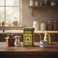 Boîte cadeau en métal de style vintage, de forme carrée, pour café, cacao, thé, divers styles JH