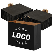 Sac de shopping en papier noir pour vêtements, cadeaux, avec logo personnalisé du fabricant, imprimé, extra large