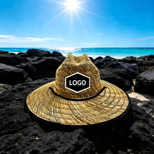 2026 Summer Unisex Sunshade Lifeguard Straw Hat Custom Logo Patch Surf Safari Beach Panama Hat Seagrass <b>Material</b> Printed Pattern - Product Image 1