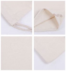 Custom Organic <b>Small</b> White Muslin Dust Linen Canvas <b>Draw</b> String Bags Cotton Drawstring Bag Pouch with logo - Product Image 6