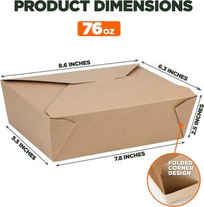 Boîtes en carton kraft brun personnalisées à bas prix avec logo pour la restauration, les plats à emporter, les hamburgers, les gâteaux, les contenants alimentaires - Product Image 3