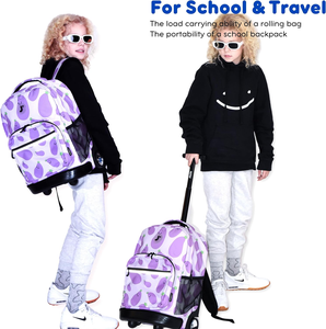 Sac à dos à roulettes camouflage pour enfants, pour fille et garçon, avec roues, pour l'école, les voyages, sac en polyester sans fermeture, sac d'étude à l'étranger - Product Image 1