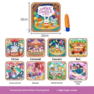 Livre de <span class=keywords><strong>dessin</strong></span> à l'eau réutilisable HURREE pour enfants en EVA, jouet de peinture à gribouiller, thème animaux et nature, éducation préscolaire maternelle 4-6 ans - Product Image 6