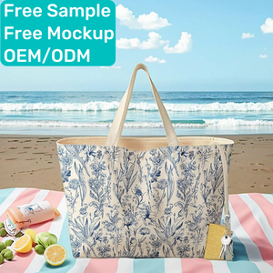 Túi <span class=keywords><strong>tote</strong></span> vải canvas lớn, dễ thương, chất liệu cotton, đeo vai, dùng cho phòng gym, du lịch, công việc, tái sử dụng, bền, đi biển dành cho nữ, có khóa kéo - Product Image 1