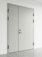 Porte coupe-feu en acier à barre anti-panique, vente directe usine, porte de sécurité ignifugée commerciale en métal