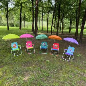 Outdoor Kids Beach Chair <b>Foldable</b> With <b>Umbrella</b> 35x37x51cm Full Color Printing Plastic Seat For Beach And Park Use - Product Image 1