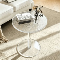 Table d'appoint transparente pour canapé, table ronde moderne minimaliste, petite table basse en acrylique moderne pour salon