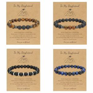 Natural Stone <b>Beaded</b> <b>Bracelet</b> 8mm Valentine's Day Gift For Him Couple Jewelry Unisex Fashion Accessory - Product Image 1
