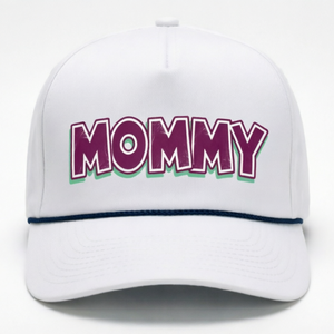 หมวกกอล์ฟเชือกผูกแบบกำหนดเอง หมวกกลางแจ้ง 5 ชิ้น พร้อมโลโก้แบบกำหนดเอง หมวกเบสบอลสีขาว หมวกแม่ - Product Image 1