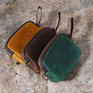 Genuine Cowhide Mini <b>Wallet</b> <b>Small</b> Coin Purse Earphone Bag Key Holder Zipper Card Holder Coin Storage Bag - Product Image 4