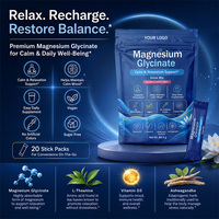 Compléments de glycinate de magnésium non OGM OEM, nutrition sportive, poudre d'électrolytes en sachet pour la relaxation, la concentration et le sommeil des adultes
