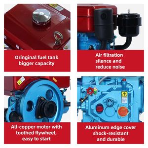 Moteur diesel fiable ZR180M monocylindre 4 temps refroidi par eau avec démarrage électrique, puissance 15 kW, pour petit tracteur - Product Image 2