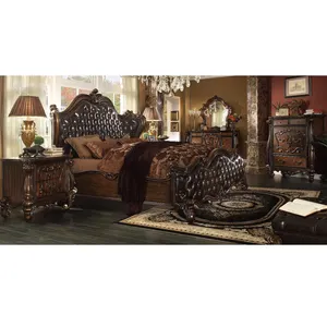 Popüler antik tasarım yatak odası mobilyası son king-size yatak ev kullanımı için