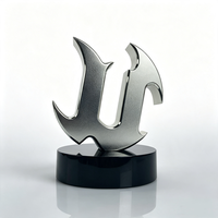 Trophée personnalisé en métal avec logo 3D, en alliage de zinc, avec base en cristal noir pour cérémonie de jeu, souvenir