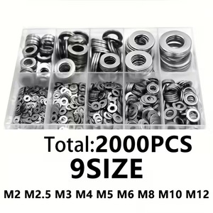 Baiguluo Stainless Steel Flat Washers 2000Pcs DIN125 Grade A Metal Screw Washer Set for Hardware Repair - Product Image 2