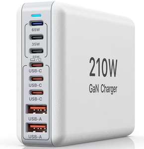 8 पोर्ट 210w धातु आवरण मल्टी यूएसबी चार्जर हब 2 यूएसबी + 6 सी चार्जिंग स्टेशन डॉक यूनिवर्सल मोबाइल फोन डेस्कटॉप चार्जर - Product Image 3