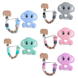 Tùy Chỉnh Elephant Penguin Silicone Trẻ Sơ Sinh Động Vật Cắn Mềm Mại Núm Vú Bé Núm Vú Teether Núm Vú Chuỗi