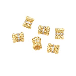 Color-preserving 18k gold spacer <b>beads</b>, slender waist hollow petal bracelet spacer DIY handmade <b>braided</b> rope beading - Product Image 5