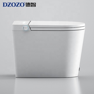 WC intelligent en céramique à poser au sol avec télécommande, chasse d'eau à jet siphonique, économie d'eau, siphon en P, siège chauffant, siphon en S allongé - Product Image 5