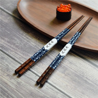 Baguettes japonaises en bois massif avec design antidérapant, motif fleur de cerisier et écaille de tortue, pour restaurants de sushi (vente en gros)