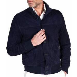 Blouson bomber décontracté pour homme en daim léger avec fermeture à boutons et col montant, idéal pour l'automne - Product Image 6