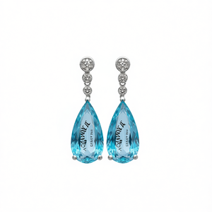 Pendientes de gota de topacio azul marino talla pera con engaste de garra para mujer, joyería clásica de moda de la marca A Company - Product Image 1