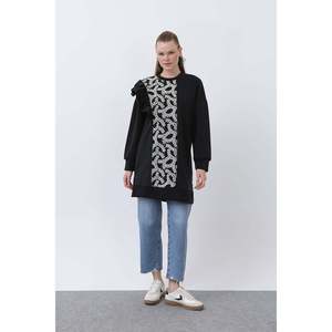 [Marca] Túnica de Punto para Mujer, Manga Larga, Diseño Asimétrico, Uso Diario Informal, Color Beige Arena 10628TNK - Product Image 5
