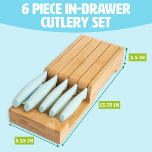 Porte-couteaux en bambou, 4 pièces, support horizontal en bois pour ustensiles de cuisine, durable - Product Image 4