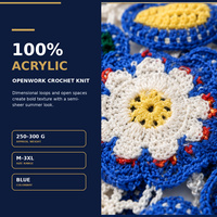 Chemise en crochet pour homme 100% acrylique, dentelle florale ajourée, tricotée, manches courtes, boutonnée, été, plage, resort, vente en gros, OEM