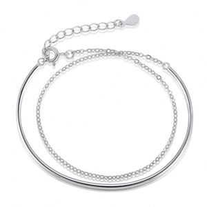 Dylam in Stock No Moq Minimalist Design Rhodium 18K Gold Plated 925 Sterling <b>Silver</b> Layer Link Chain <b>Bracelets</b> & <b>Bangle</b> - Product Image 1