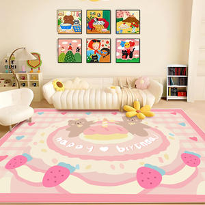 Cute Cartoon Faux Cashmere Rug Rectangle Non Slip For Kids Room Living Room Bedroom Modern Design <b>Soft</b> Thick <b>Floor</b> <b>Mat</b> - Product Image 3