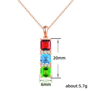 Collier pendentif bloc arc-en-ciel pour femmes, bijoux colorés à la mode, cadeau à porter au quotidien - Product Image 5