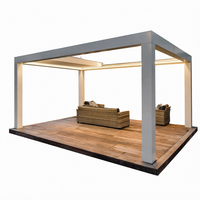 20x20 Luxuriöse Europäische Elektrische Aluminium-Pergola mit Motorisierter Einziehfunktion, Solar-LED-Beleuchtung, Umweltfreundlich für Garten und Terrasse