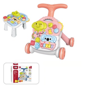 Trotteur musical multifonctionnel pour bébé, avec fonction assis-debout, anti-renversement, aide à la marche, jouet à cadre en plastique et glissière musicale - Product Image 5