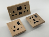 Enchufe doble 13A conmutado directamente de fábrica con Usb + tipo C Panel de madera Proveedor eléctrico Interruptor y enchufe de pared