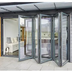 Interieur Geluiddichte Patio Deuren Dubbel Glas Balkon Mute Aluminium Vouwdeuren